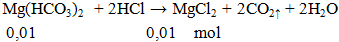 Mg(HCO3)2  + 2HCl → MgCl2 + 2CO2↑ + 2H2O | Cân bằng phương trình hóa học