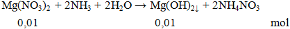 Mg(NO3)2 + 2NH3 + 2H2O → Mg(OH)2↓ + 2NH4NO3 | Cân bằng phương trình hóa học