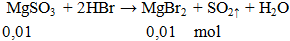 MgSO3 + 2HBr → MgBr2 + SO2 ↑ + H2O | Cân bằng phương trình hóa học