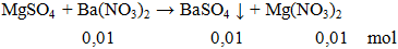 MgSO4 + Ba(NO3)2 → BaSO4 ↓ + Mg(NO3)2 | Cân bằng phương trình hóa học
