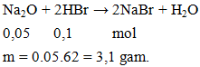 Na2O + 2HBr → 2NaBr + H2O | Cân bằng phương trình hóa học