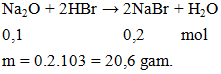 Na2O + 2HBr → 2NaBr + H2O | Cân bằng phương trình hóa học