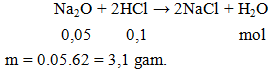 Na2O + 2HCl → 2NaCl + H2O | Cân bằng phương trình hóa học