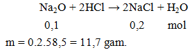 Na2O + 2HCl → 2NaCl + H2O | Cân bằng phương trình hóa học