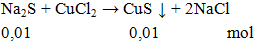 Na2S + CuCl2 → CuS ↓ + 2NaCl | Cân bằng phương trình hóa học