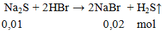 Na2S + 2HBr → 2NaBr + H2S ↑ | Cân bằng phương trình hóa học