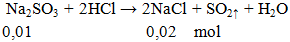 Na2SO3 + 2HCl → 2NaCl + SO2↑ + H2O | Cân bằng phương trình hóa học