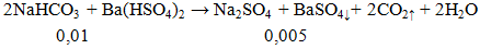2NaHCO3 + Ba(HSO4)2 → Na2SO4 + BaSO4↓+ 2CO2↑ + 2H2O | Cân bằng phương trình hóa học