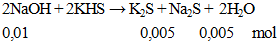 2NaOH + 2KHS → K2S + Na2S +  2H2O | Cân vì như thế phương trình hóa học
