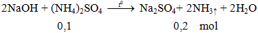 2NaOH + (NH4)2SO4 → Na2SO4+ 2NH3 ↑ + 2H2O | Cân bằng phương trình hóa học