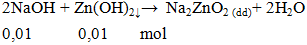 2NaOH + Zn(OH)2↓ →  Na2ZnO2 (dd)+ 2H2O | Cân bằng phương trình hóa học