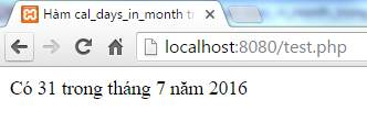 Hàm cal_days_in_month trong PHP