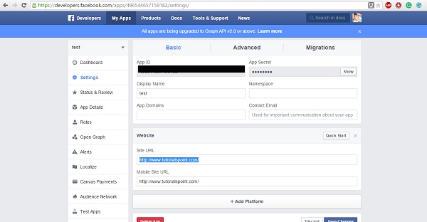 Đăng nhập facebook trong PHP