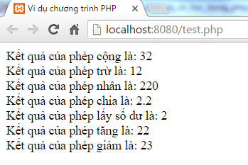 Toán tử số học trong PHP