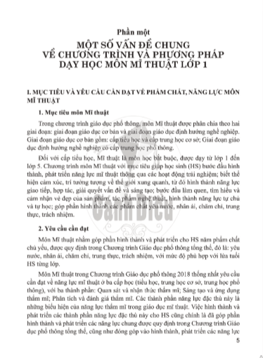 Sách giáo viên Mĩ thuật lớp 1 Cánh diều PDF