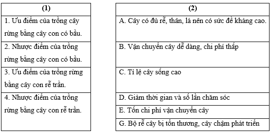 Hãy nối các nội dung ở cột (1) và (2) với nhau để thể hiện ưu điểm và nhược điểm