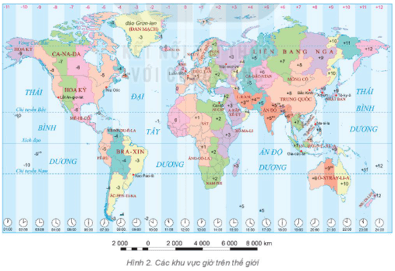 bản đồ các khu vực giờ trên trái đất
