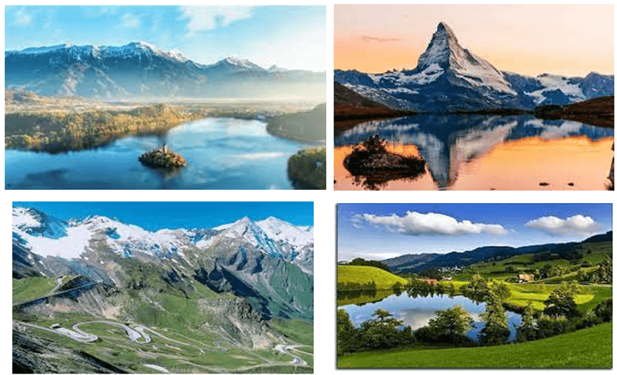 Hãy sưu tầm 4 bức hình đẹp về thiên nhiên châu Âu và dán vào khung ...
