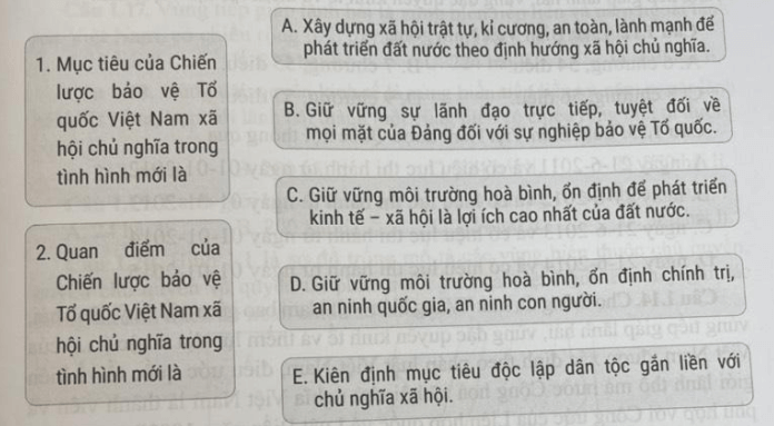 Nối các thông tin ở hai cột dưới đây để được kết quả đúng