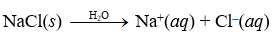 Phương trình mô tả sự điện li của NaCl trong nước là