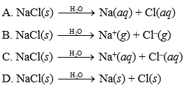 Phương trình mô tả sự điện li của NaCl trong nước là