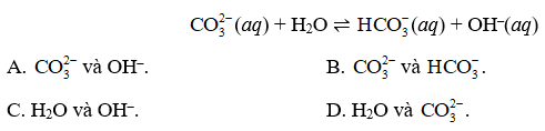 Trong phản ứng sau đây những chất nào đóng vai trò là base theo thuyết Brønsted – Lowry
