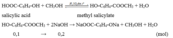 Methyl salicylate trong thuốc giảm đau được điều chế bằng cách cho salicylic acid phản ứng 