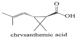 Chrysanthemic acid được tách từ hoa cúc có công thức cấu tạo như sau