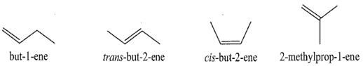 Số alkene có cùng công thức C4¬H8 và số alkyne có cùng công thức C4H6 lần lượt là