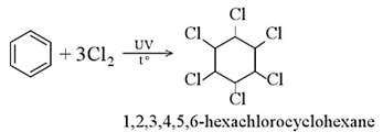 Nhận xét nào sau đây không đúng đối với phản ứng cộng chlorine vào benzene?