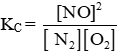 Xét cân bằng tạo ra nitrogen I oxide ở nhiệt độ 2000oC
