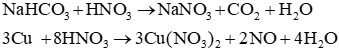 Viết phương trình hoá học xảy ra khi cho dung dịch HNO3 loãng lần lượt tác dụng với các chất NaHCO3 Cu