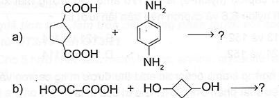 Cho biết công thức cấu tạo polymer tạo thành trong các phản ứng trùng ngưng sau