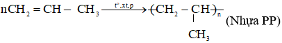 Polypropylene là chất dẻo được sử dụng phổ biến thứ 2 sau polyethylene, Trùng hợp chất nào sau đây thu được polypropylene