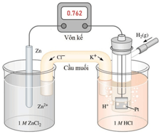 Một pin điện hoá Zn H2 được thiết lập ở các điều kiện như hình vẽ sau 