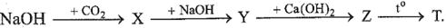 Thực hiện bốn phản ứng hoá học theo sơ đồ: NaOH → X → Y → Z → T. Công thức hoá học của T là