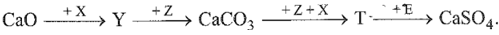 Cho sơ đồ chuyển hoá sau: CaO → Y → CaCO3 → T → CaSO4. Các chất Z, E thoả mãn sơ đồ trên lần lượt là