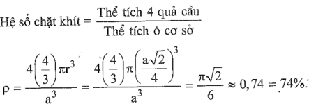 Tinh thể Cu có cấu trúc lập phương tâm mặt với cạnh của hình lập phương là 361pm