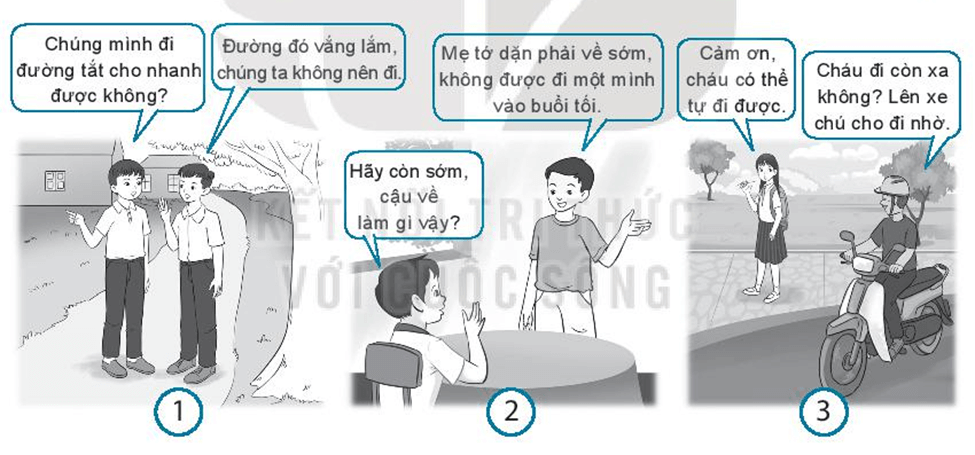 Nhận diện tình huống nguy hiểm trong các hình dưới đây và viết ra cách thức phòng tránh nguy hiểm