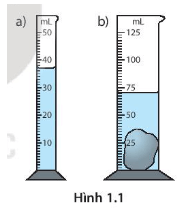 Trong Hình 1.1, ban đầu bình a chứa nước, bình b chứa một vật rắn không thấm nước