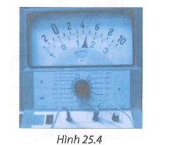 Ampe kế đang để ở thang đo 0,003 A. Cường độ dòng điện đo được trong ampe kế ở hình 25.4 là