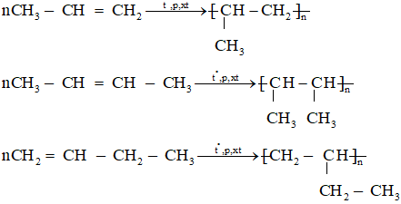 Có các alkene CH3 – CH = CH2, CH3 – CH = CH – CH3, CH2 = CH – CH2 – CH3