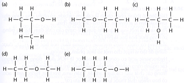 Có các công thức cấu tạo sau, Các công thức trên biểu diễn cho bao nhiêu chất hữu cơ khác nhau