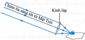 Bằng những kiến thức đã học về thấu kính, kính lúp, Hãy giải thích tại sao khi dùng kính lúp hứng ánh sáng mặt trời