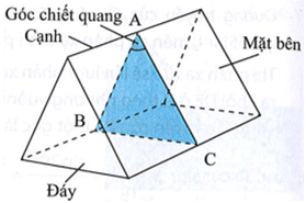 Hãy mô tả cấu tạo của lăng kính trong phòng thí nghiệm bằng hình vẽ và chỉ ra góc chiết quang