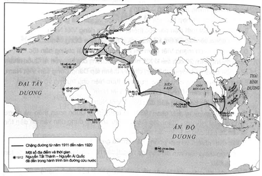 Kể tên một số quốc gia và châu lục mà Nguyễn Tất Thành - Nguyễn Ái Quốc đã đến