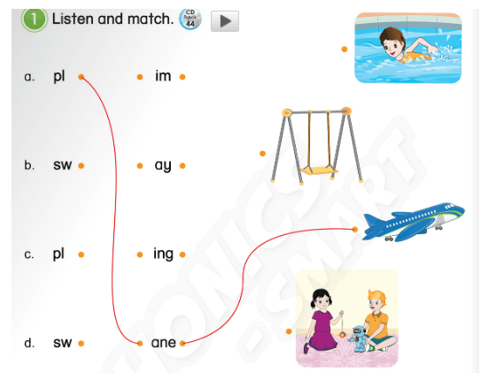 Sách bài tập Tiếng Anh lớp 3 Phonics Smart Unit 8: I like swimming