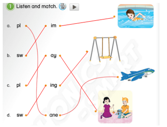 Sách bài tập Tiếng Anh lớp 3 Phonics Smart Unit 8: I like swimming