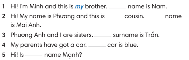 SBT Tiếng Anh 7 English Discovery Unit 0.1 Family members; possessives; have got for possession (trang 2)