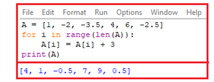 Cho A là danh sách được xác định như sau: A = [1, -2, -3.5, 4, 6, -2.5]